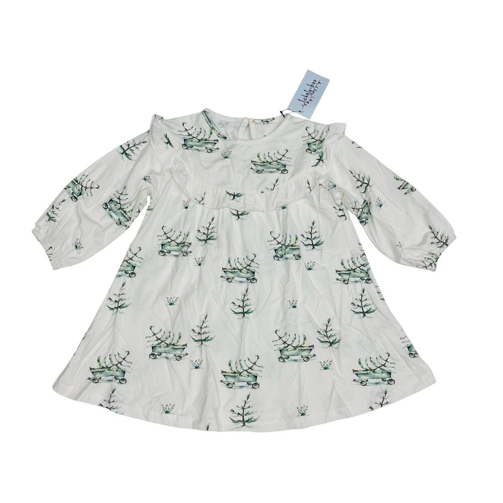 NWT Tickety-Boo 6/9M Winter Wagon Ruffle Top Dress